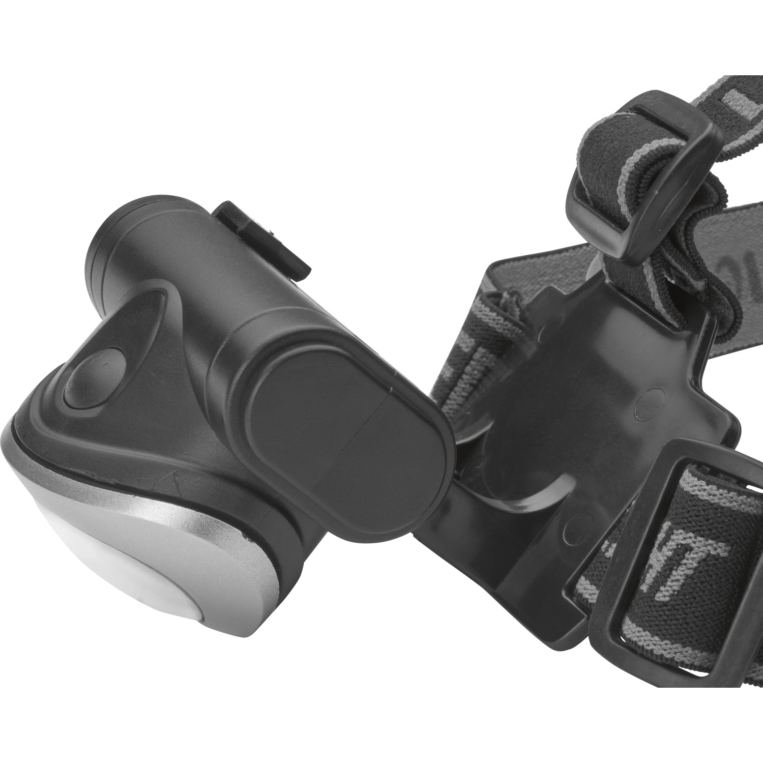 LED Kopflampe LX328, silber-schwarz, mit verstellbarem Kopfband für Sport und Freizeit.