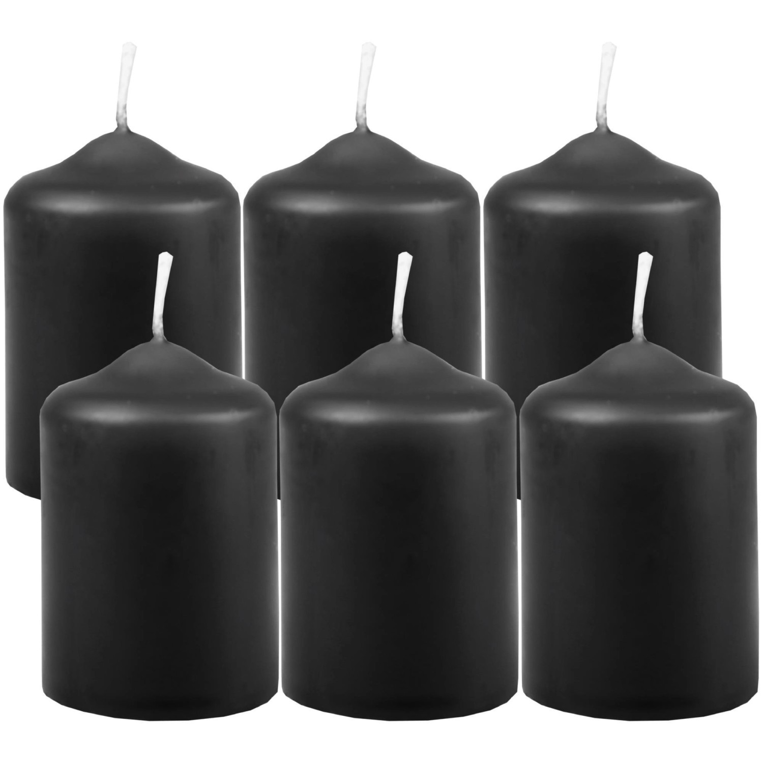 HS Candle Stumpenkerzen Ø4cm 6er Pack Schwarz