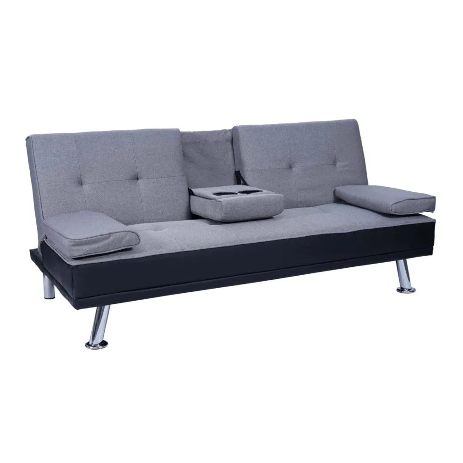 MCW 3er-Sofa F60 Kunstleder/Textil Schwarz/hellgrau