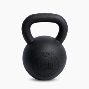 Schwarze Suprfit Econ Gusseisen Kettlebell 32 kg, pulverbeschichtet mit ergonomischem Griff für Fitness.