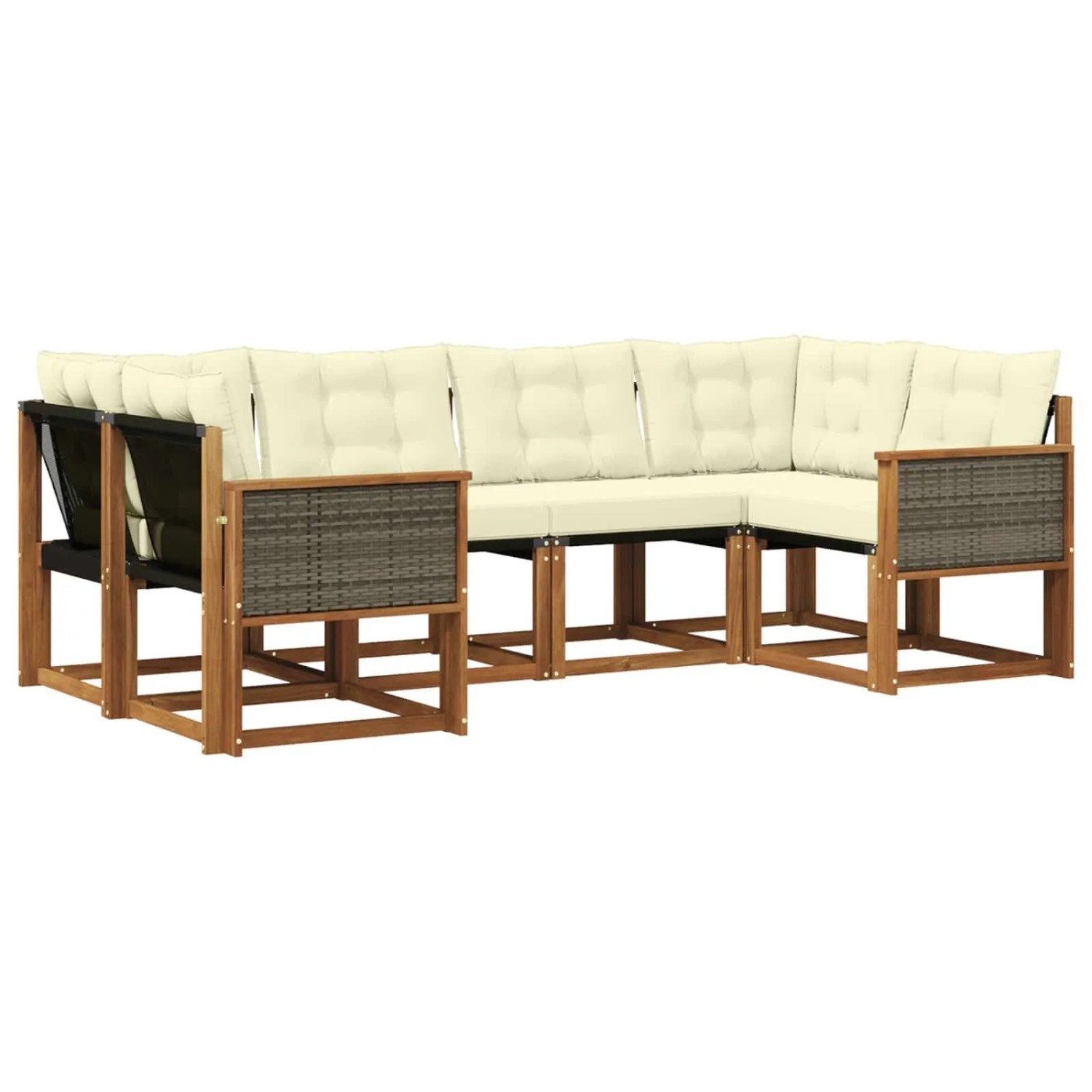 vidaXL Outdoor-Sofagarnitur mit Kissen 6 Stk Natur und Creme 3382170