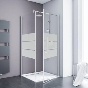 Schulte ExpressPlus Drehtür mit Seitenwand AlexaStyle2.0, 90x90x192 cm, mit sandgestrahltem Dekor.