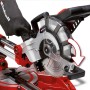 Einhell TC-SM 2131/1 Dual Zug-Kapp-Gehrungssäge in Rot und Silber mit Sägeblatt und Spänefangsack.