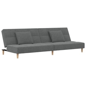 vidaXL Schlafsofa 2-Sitzer mit 2 Kissen Dunkelgrau Stoff 375793