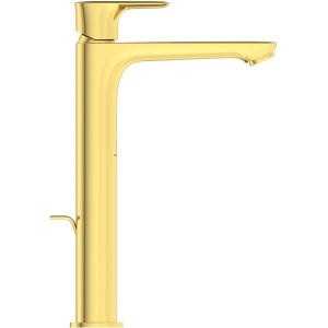 Ideal Standard Connect Air Waschtischarmatur mit verlängertem Sockel in gebürstetem Gold.