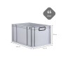 Graue PROREGAL Eurobox 65L mit Deckel, eine robuste Aufbewahrungsbox/Transportbox aus Kunststoff.