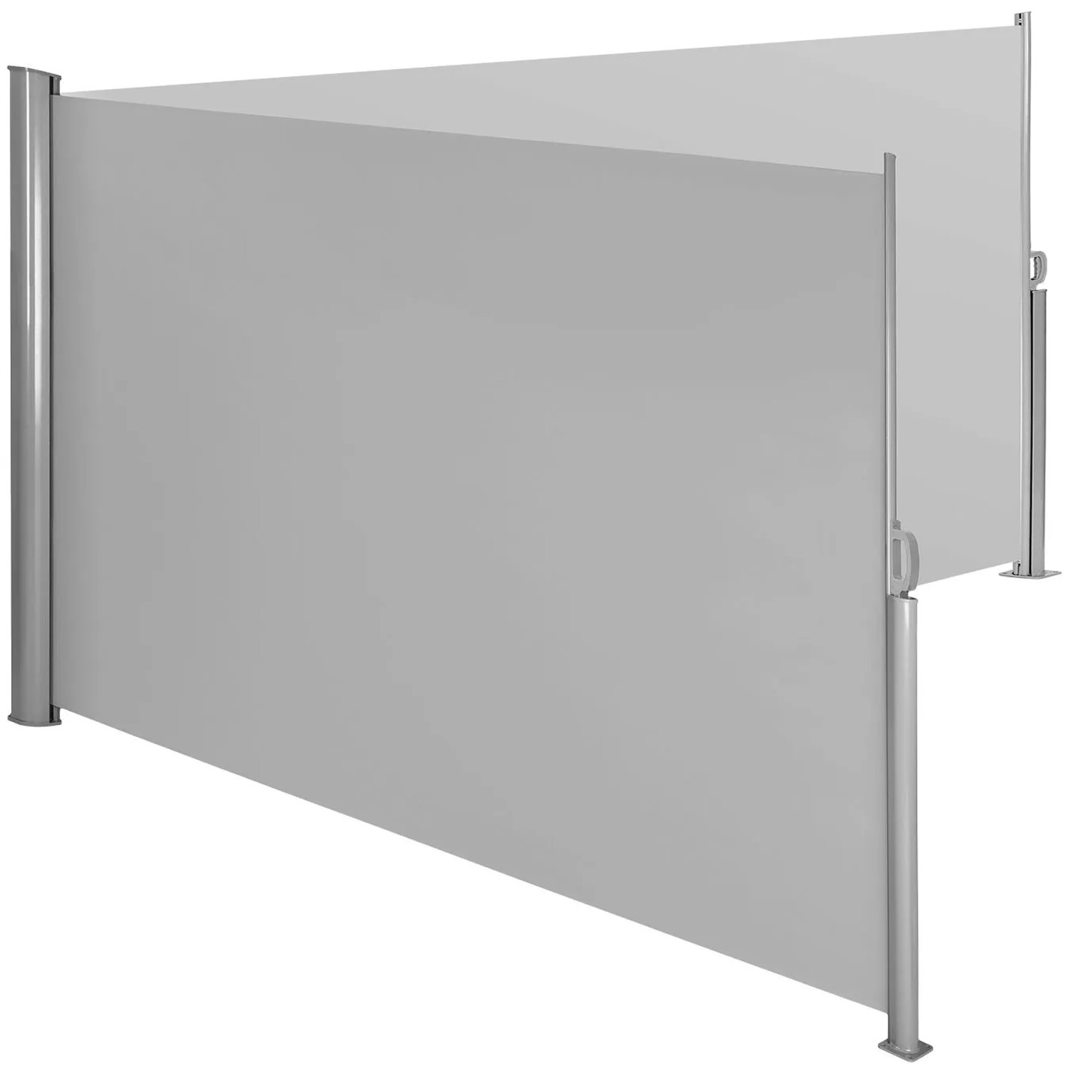 Tectake Aluminium Doppel Seitenmarkise  Ausziehbar  Blickdicht Wetterfest  600 x 200 x 10 cm Grau