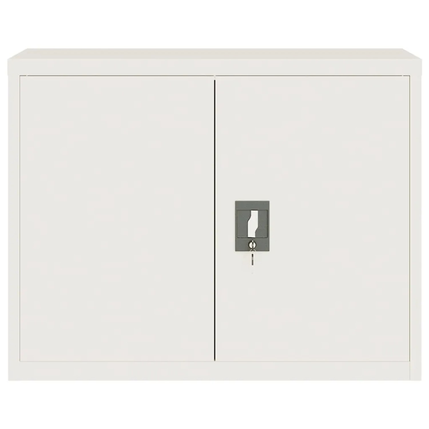 Weißer vidaXL Aktenschrank aus Stahl, 90x40x70 cm, mit abschließbaren Türen.