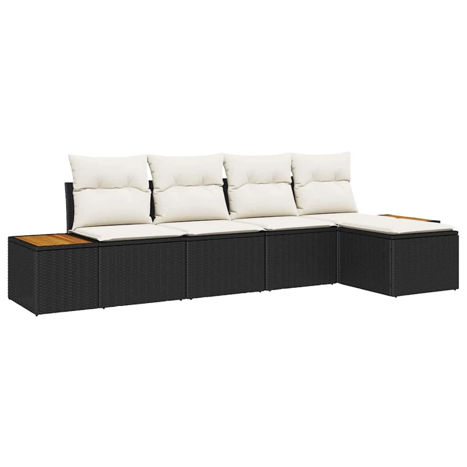 vidaXL Garten-Sofa-Set mit Kissen 5-Tlg Schwarz Poly Rattan 3348063 günstig online kaufen