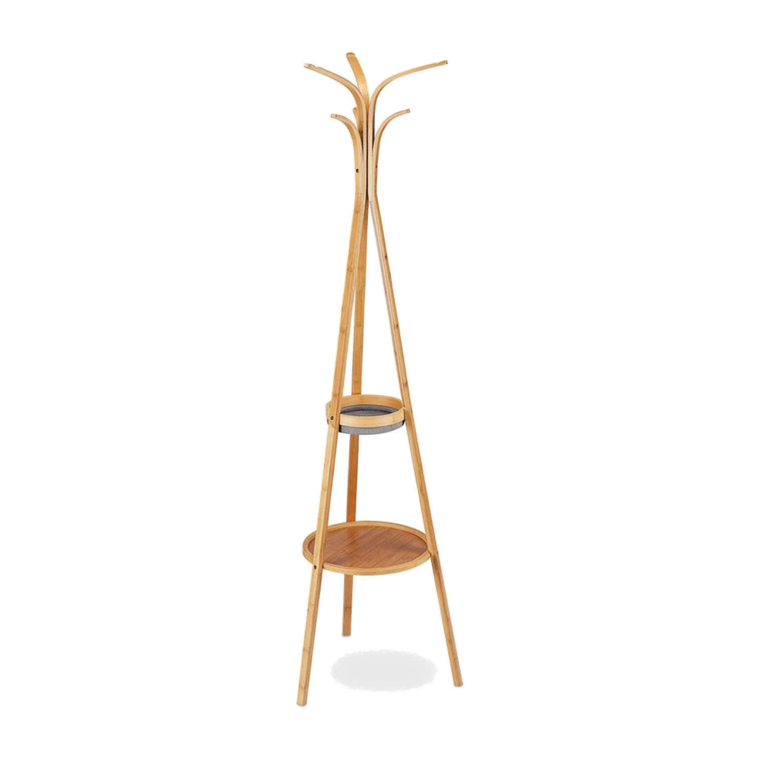 Relaxdays Garderobenständer Bambus Natur Freistehend 178 cm x 50 cm x 50 cm