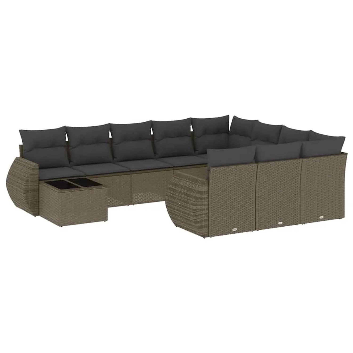 vidaXL 11-Tlg Garten-Sofagarnitur mit Kissen Hellgrau Poly Rattan 3221931 günstig online kaufen