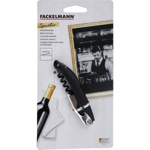 Fackelmann Kellnerkorkenzieher Specter, schwarz-silber, mit Flaschenöffner und Folienschneider.