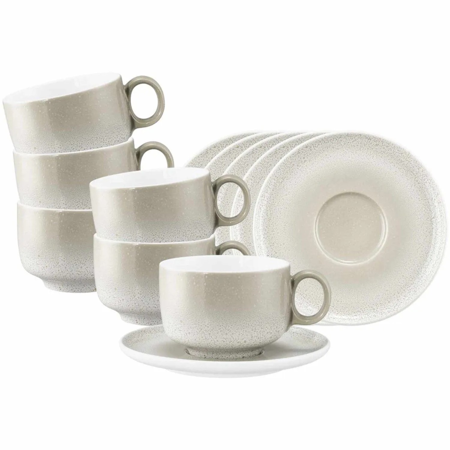 Seltmann Weiden Sento Home Milchkaffeetasse mit Untertasse 350 ml 6er Set Aura Cream