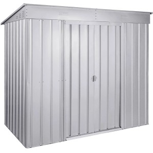 Globel Metall-Gerätehaus Skillion 84 in Silber Metallic, Gerätehaus mit Pultdach.