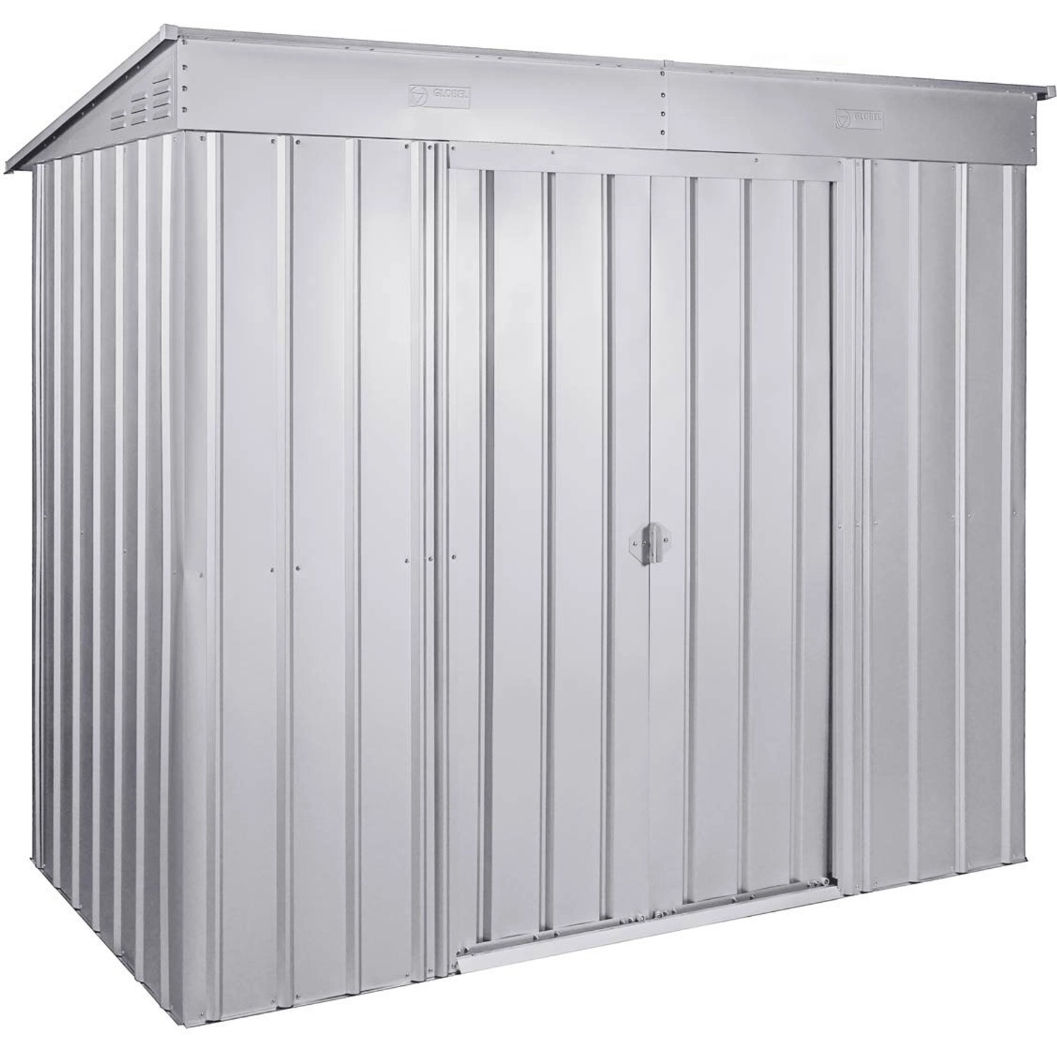 Globel Metall-Gerätehaus Skillion 84 B x T: 234 cm x 113 cm Silber Metallic günstig online kaufen