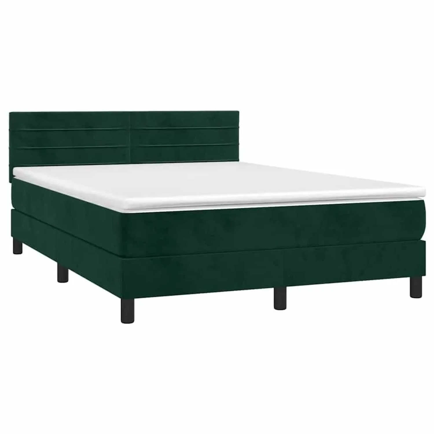 vidaXL Boxspringbett mit Matratze & LED Dunkelgrün 140x190 cm Samt 3134462 günstig online kaufen