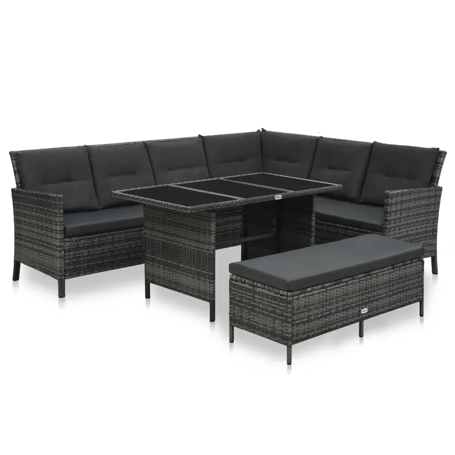 vidaXL 3-Tlg Garten-Lounge-Set mit Auflagen Poly Rattan Grau 48155