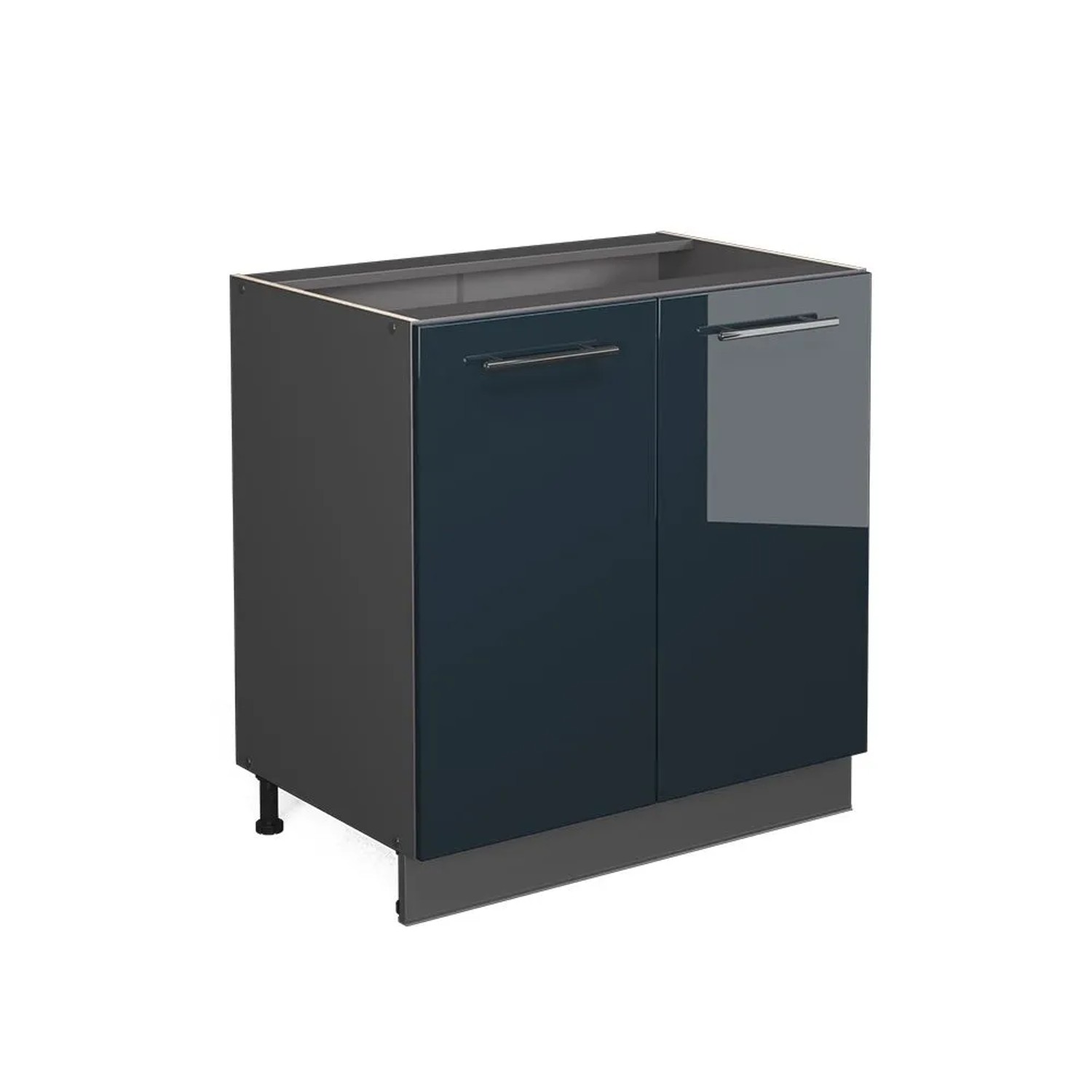 Vicco Küchenunterschrank Fame-Line Dunkelblau Hochglanz/Anthrazit 80 x 82 ohne Arbeitsplatte