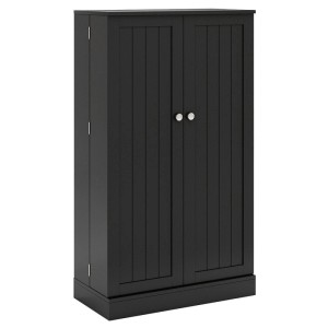 Schwarzer Costway Mehrzweckschrank/Buffetschrank mit zwei Türen und verstellbaren Einlegeböden.