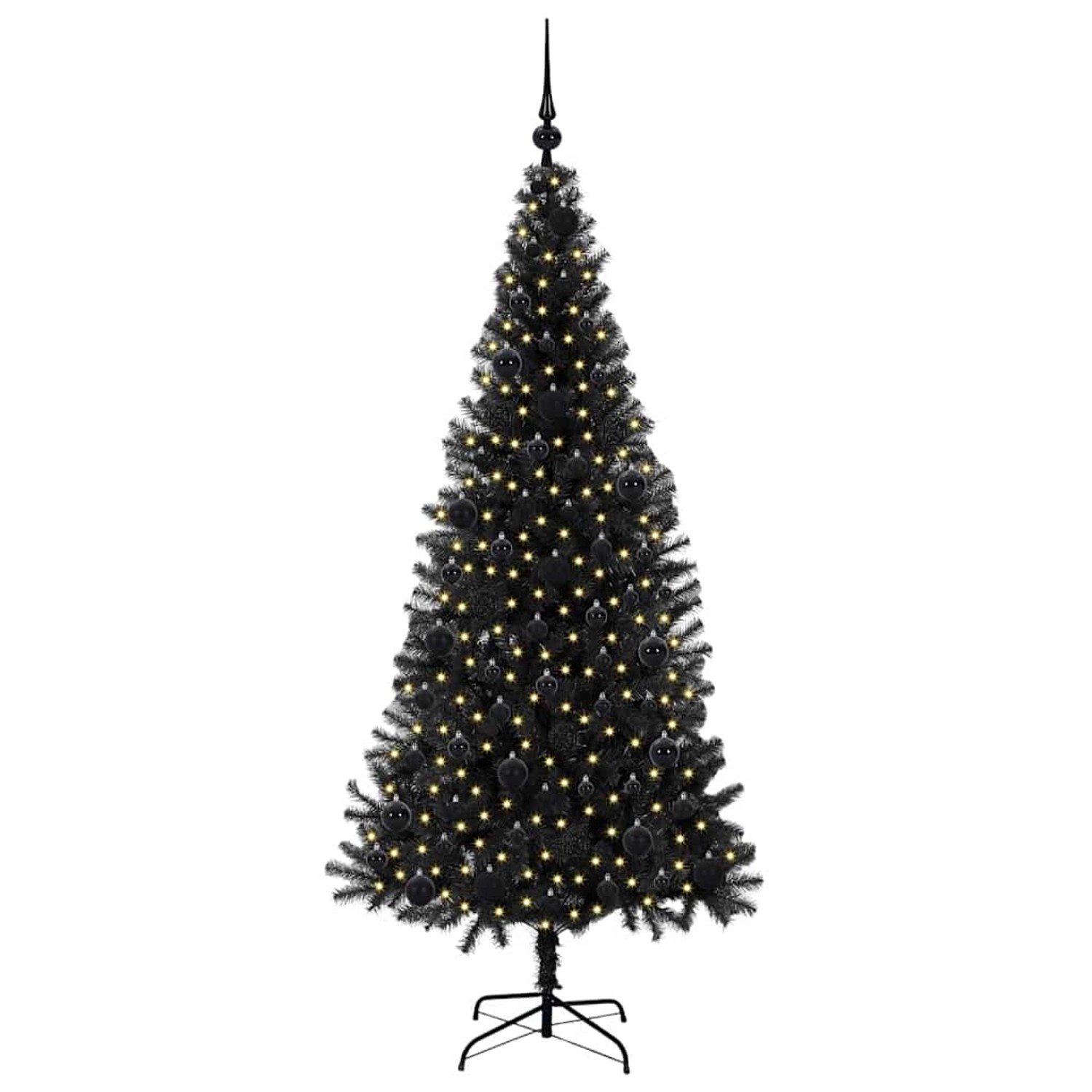 vidaXL Weihnachtsbaum mit 300 LEDs mit Ständer Schwarz 180 cm PVC 3396479