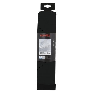 Verpackte Spirella Wanneneinlage Alaska, 91x36 cm, schwarz, mit Saugnäpfen und Aufhängehaken.