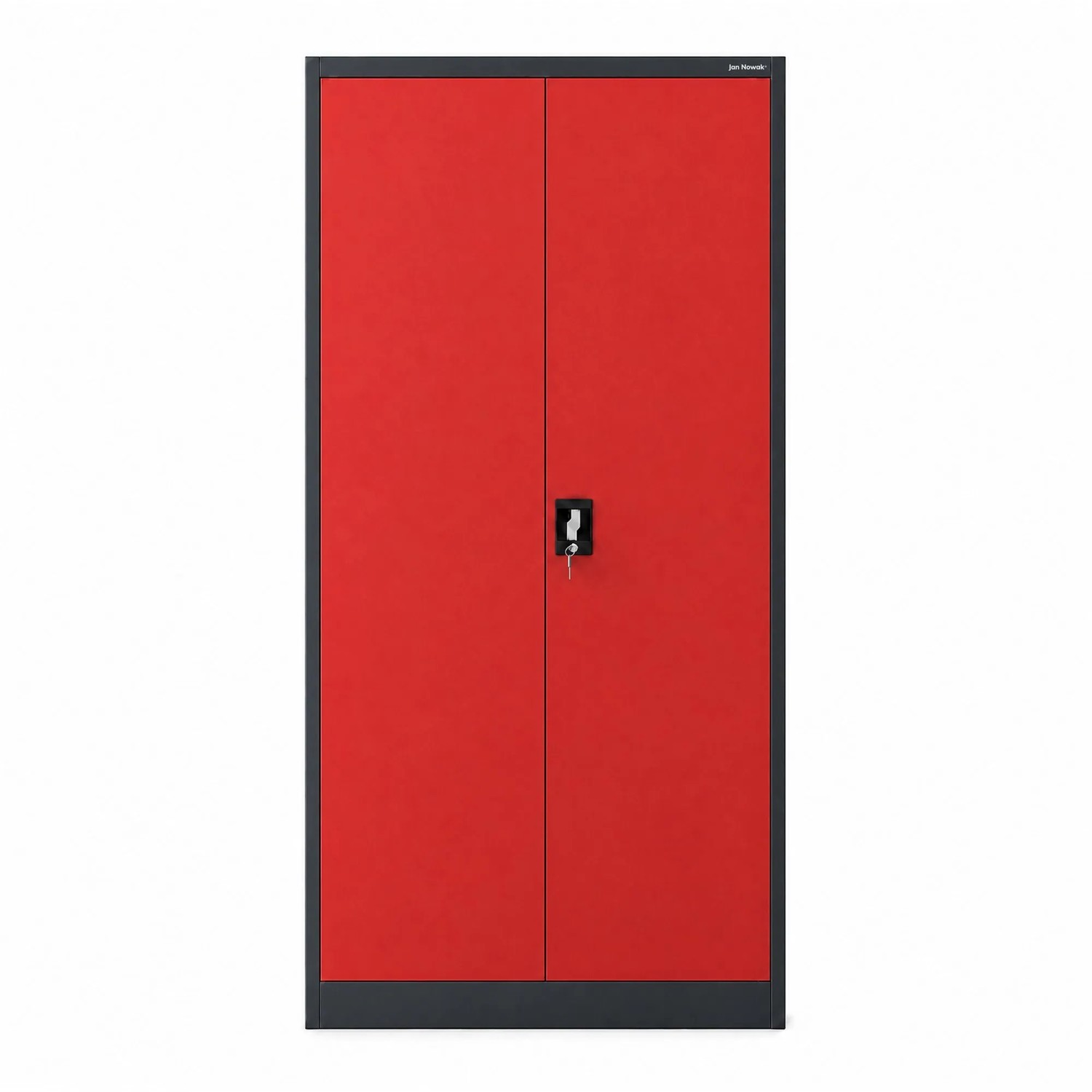 JAN NOWAK Metallschrank mit Stauraum Anthrazit-Rot TOMASZ 185x90x45 cm