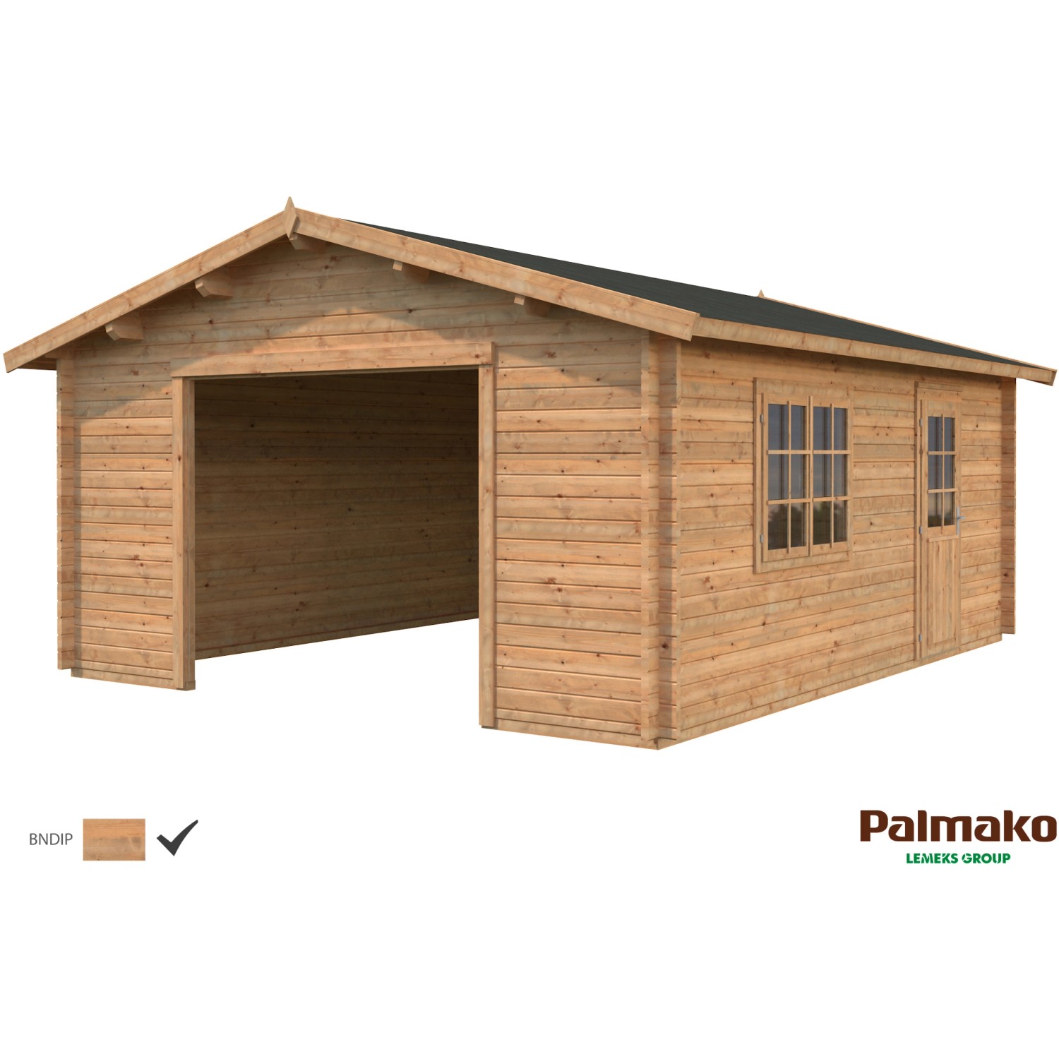 Palmako Holzgarage Roger ohne Tor Braun tauchgrundiert 540 cm x 540 cm