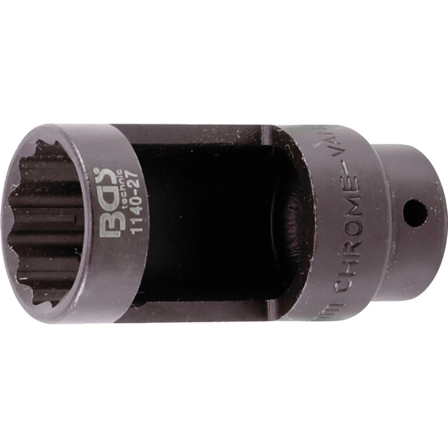 BGS Lambdasonden Einsatz Antrieb Innenvierkant 12 5 Mm  1 2 Zoll  SW 27 Mm Zwölfkant 28 Mm Fenster 1140 27