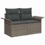 Graues 6-tlg. Garten-Sofa-Set aus Poly Rattan mit Stauraum.