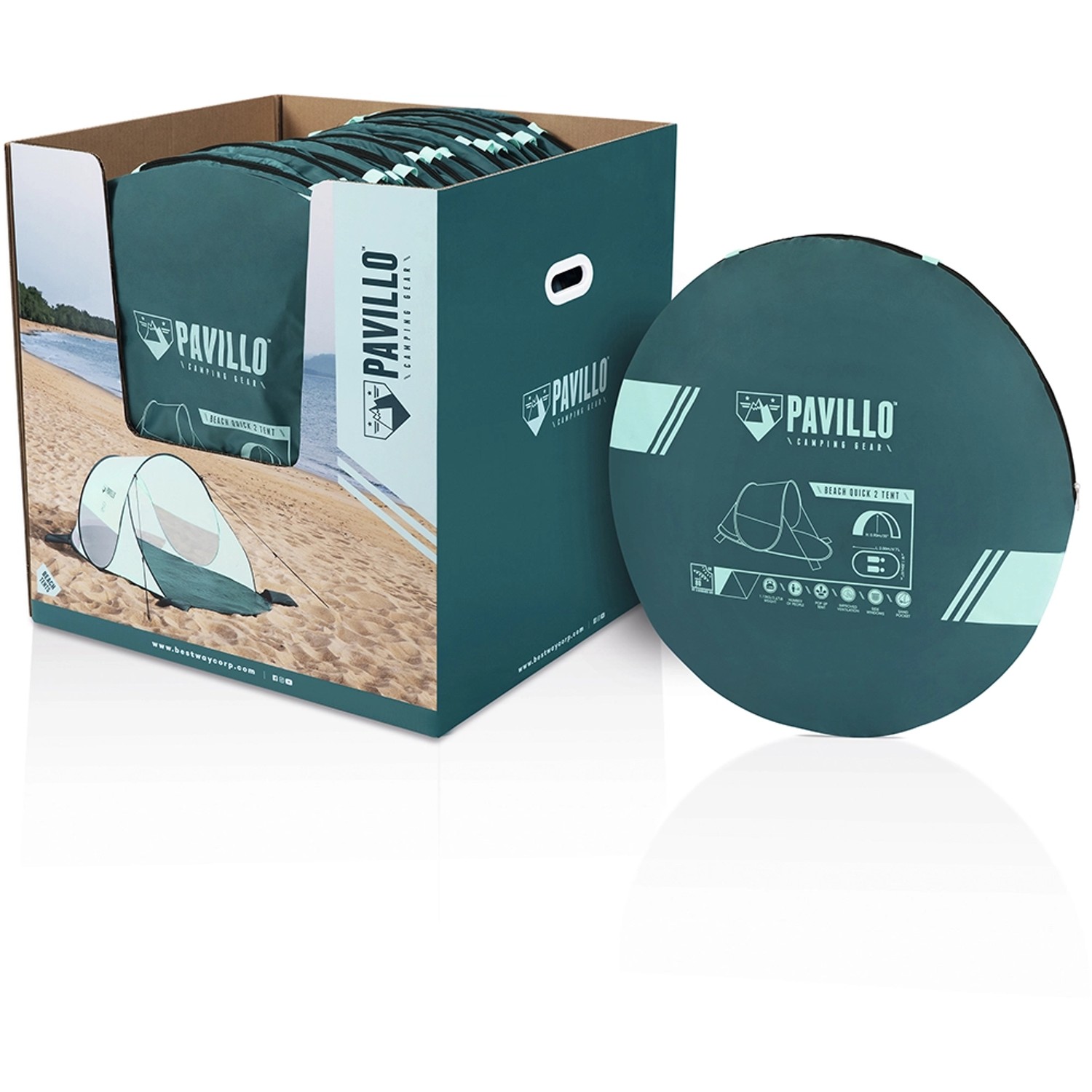 Pavillo Pop-Up Strandmuschel Beach Quick 2 Tent, 200x120x90cm, im Karton und verpackt.