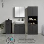 mokebo Badmöbel-Set „Der Steuermann“ in Anthrazit mit Hochschrank, Waschbeckenunterschrank und Spiegelschrank.