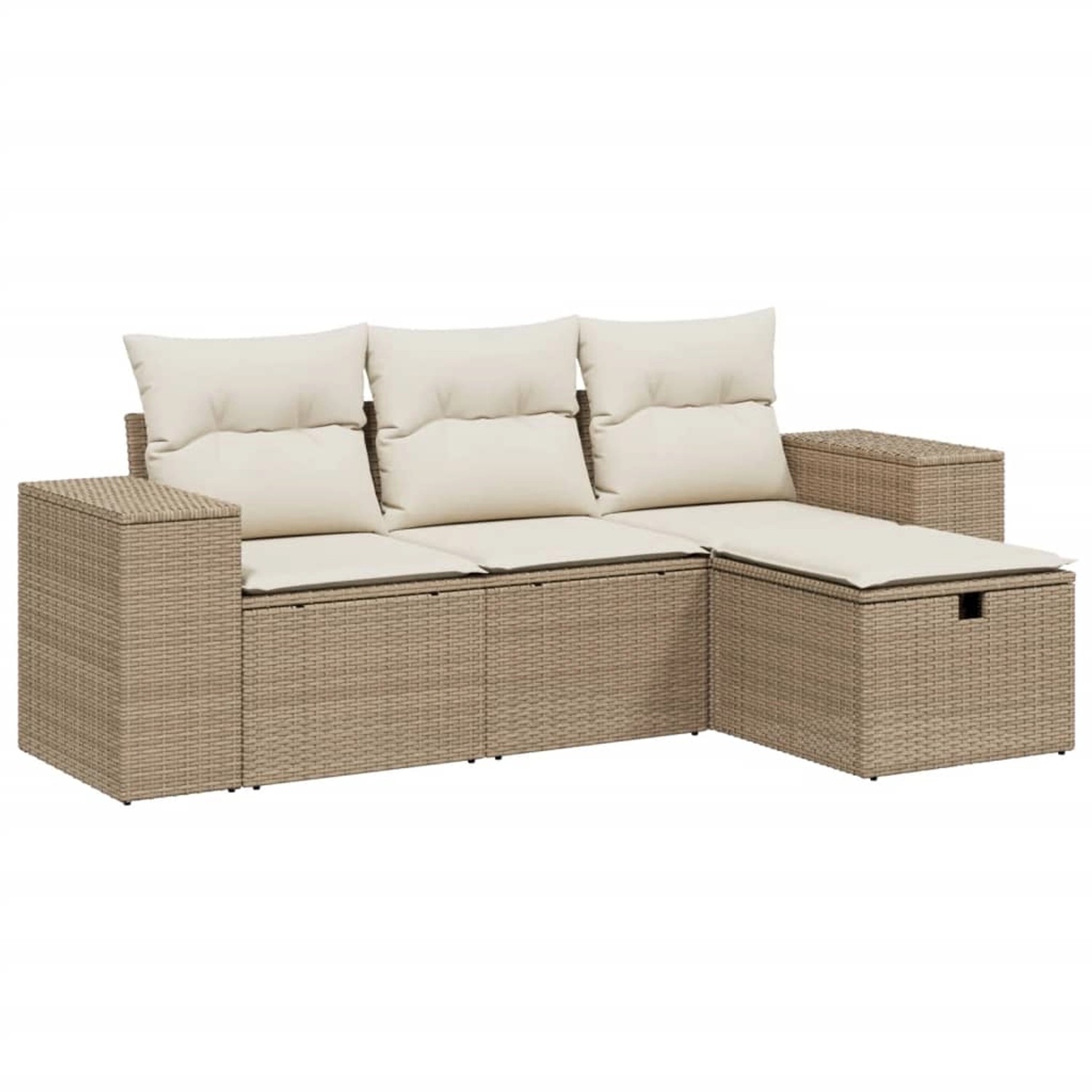 vidaXL 4-Tlg Garten-Sofagarnitur mit Kissen Beige Poly Rattan 3264374 günstig online kaufen