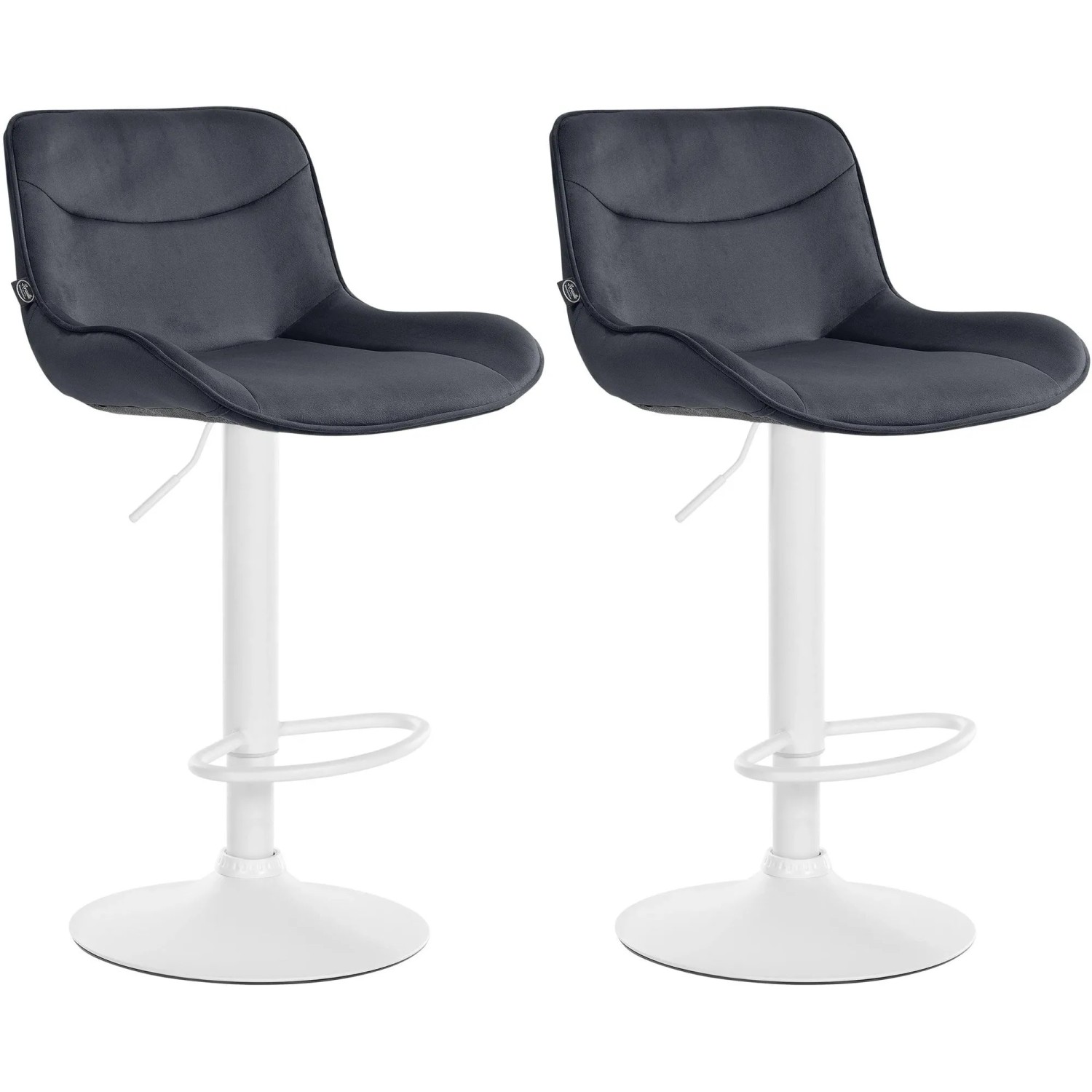 DELUKE 2er Set Barhocker RAGAD Samt Schwarz 49x51x85cm Weiß Barstuhl Höhenverstellbar Mit Lehne Drehbar Tresenhocker Tre...