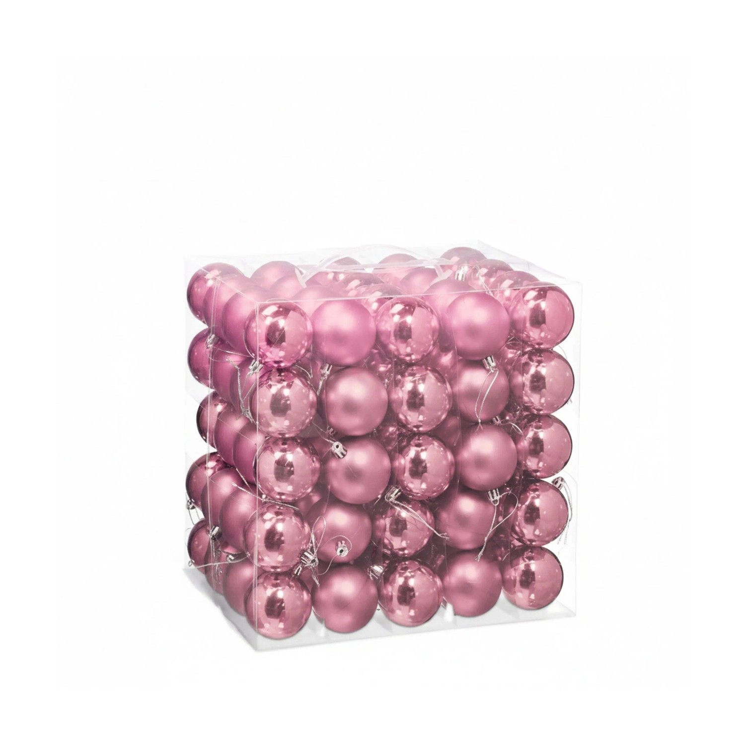 Relaxdays Weihnachtskugeln 100er Set Kunststoff Rosa Matt Glänzend mit Bändchen 7 cm x 6 cm 0.007 kg