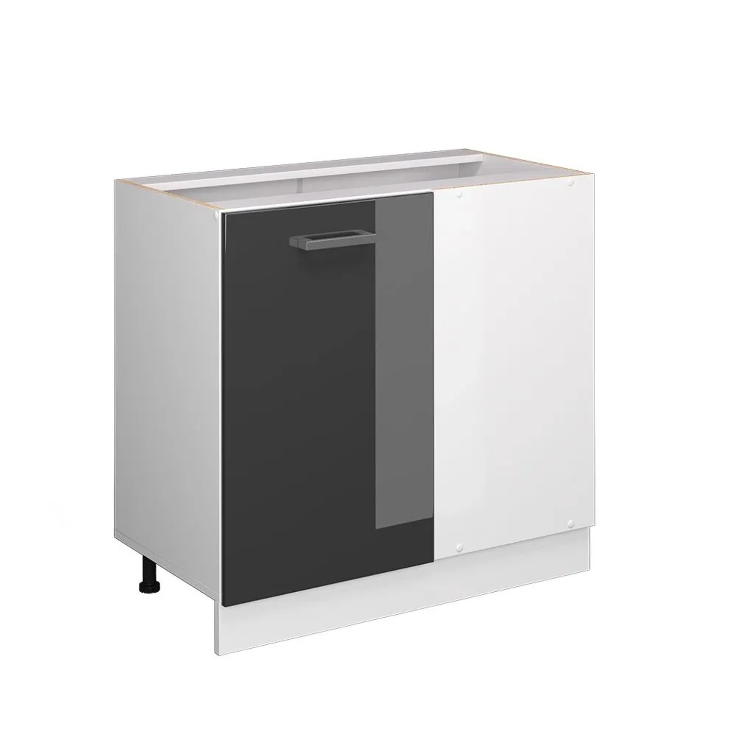 Vicco Eckunterschrank R-Line Anthrazit Hochglanz Weiß 86 cm ohne Arbeitsplatte