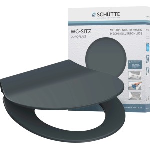 Schütte WC-Sitz Slim Anthrazit Duroplast mit Absenkautomatik und Schnellverschluss.