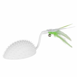 EBI Katzenspielzeug Maus in Weiß-Grün mit Federn und Glöckchen für interaktiven Spielspaß.