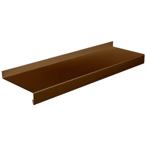 Braune Aluminium Fensterbank, 15x125 cm, für kontrollierte Wasserableitung am Fenster.