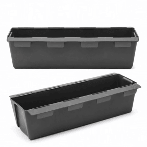 BigDean 2er Set Paletten Blumenkästen Einsatz mit Hängesystem zum Einhängen 37cm Anthrazit Pflanzkasten für Europalette Balkonkasten Blumentopf