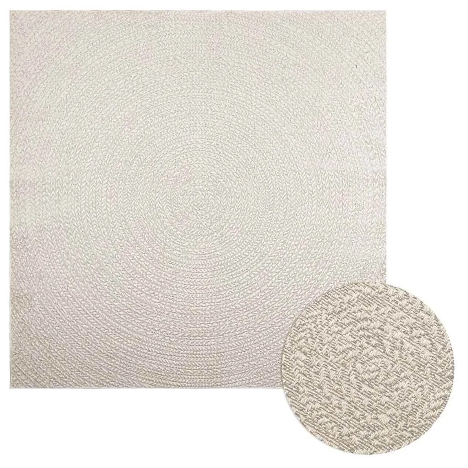 vidaXL Teppich ZIZUR Creme 200x200 cm Jute-Optik Indoor und Outdoor 4010380 günstig online kaufen