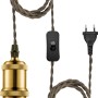 Kabel-Set Hold it in Altmessing mit E27 Fassung, Textilkabel und Stecker.