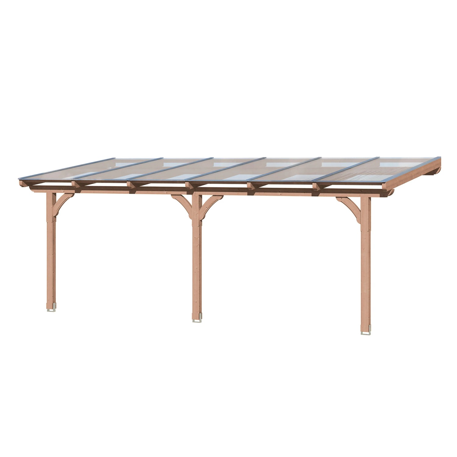Skan Holz Terrassenüberdachung Rimini, 648x350 cm, aus Douglasie mit Doppelstegplatten.