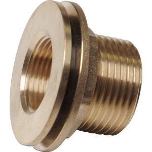 Messing Verbindungsstutzen für Regentonnen mit Dichtung.