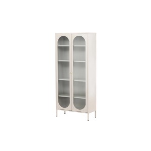 Ebuy24 Lima Vitrinenschrank, 2-türig, beige, mit Glasfronten und Regalböden.