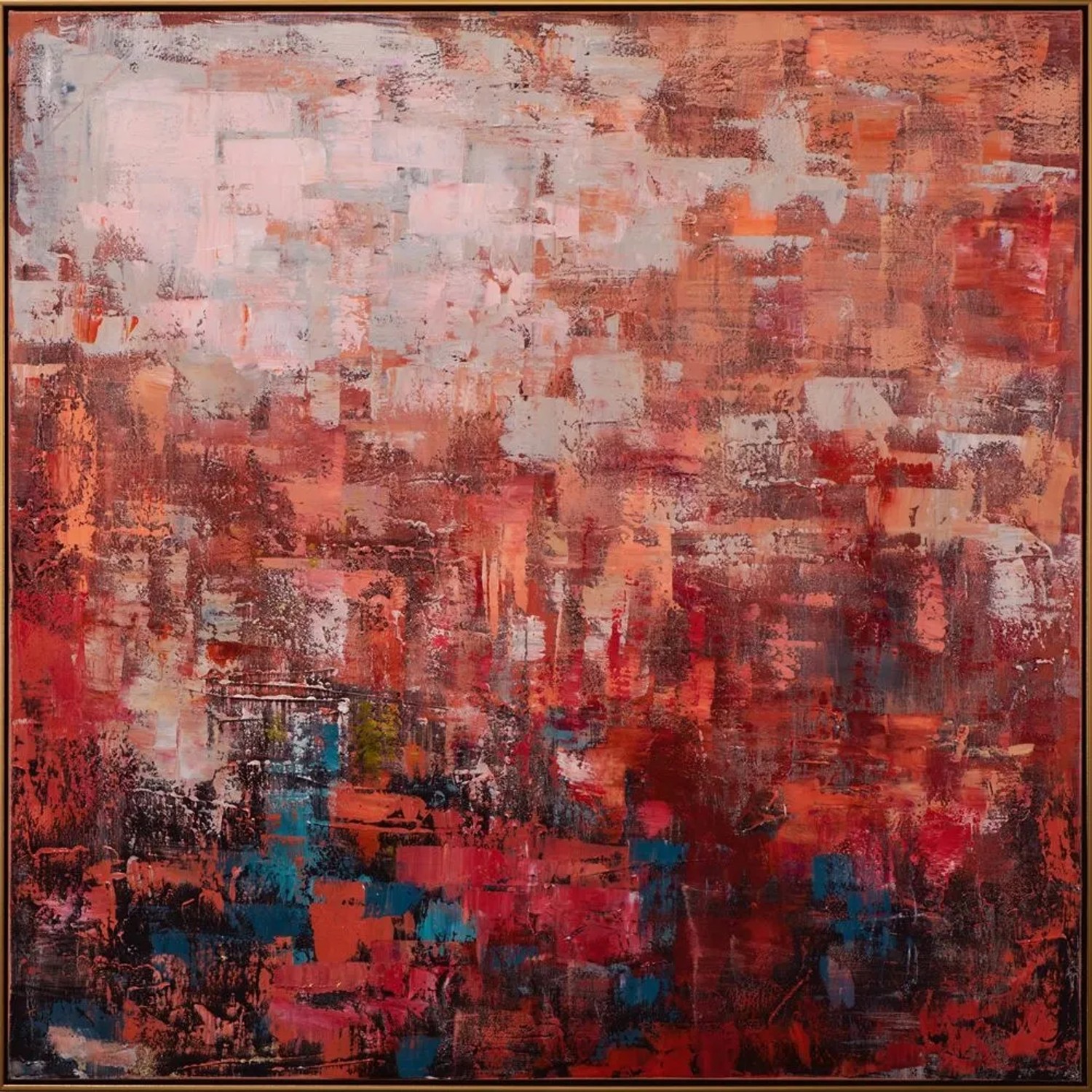 Art Universe Leinwandbild Impression Rosenrot 113 x 113 cm