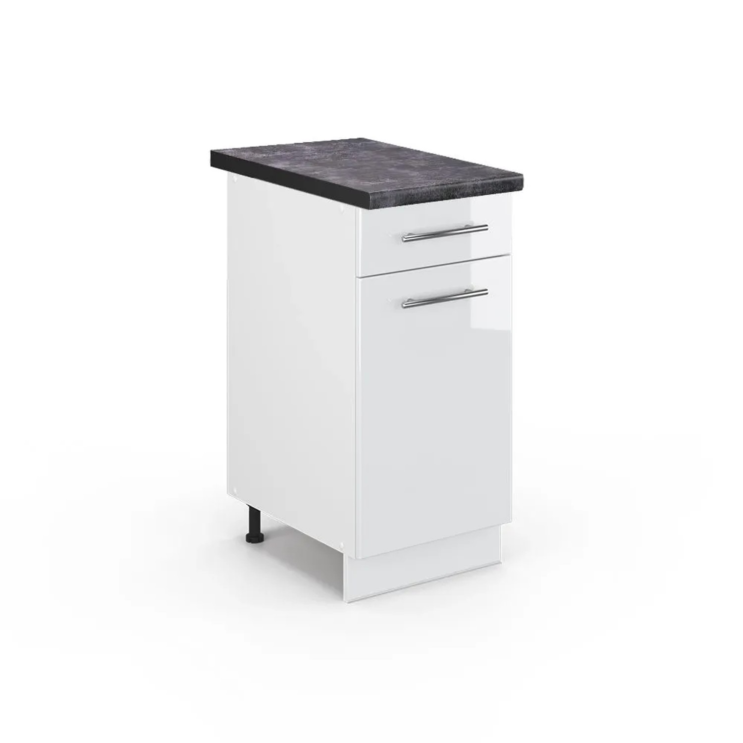 Vicco Küchenunterschrank Fame-Line Weiß Hochglanz Weiß 40 cm AP Anthrazit