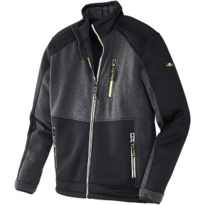 Uncle Sam Strickfleecejacke in Schwarz-Gelb, Größe M. Arbeitskleidung mit Reißverschlusstaschen.