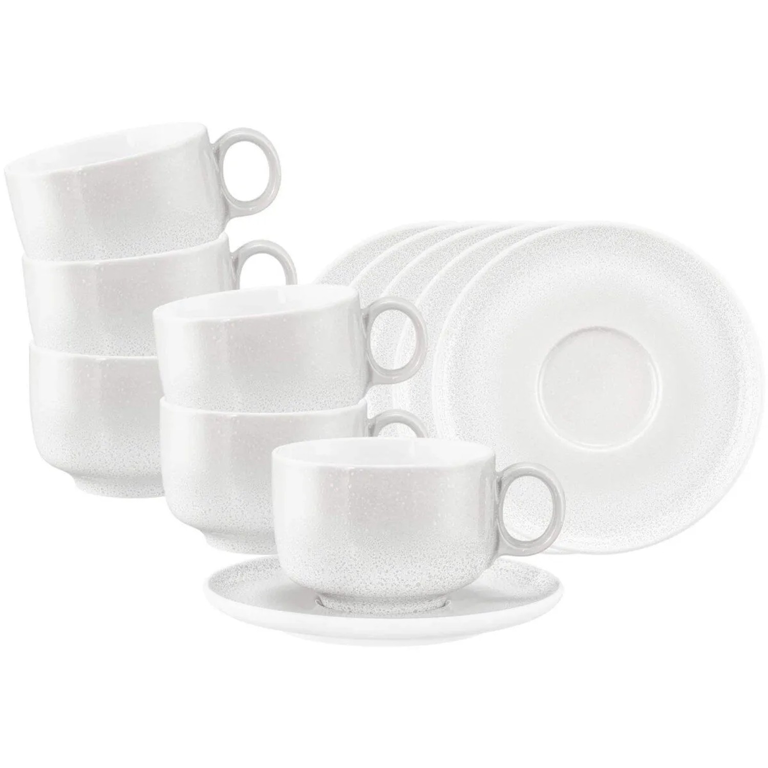 Seltmann Weiden Sento Home Milchkaffeetasse mit Untertasse 350 ml 6er Set Aura White