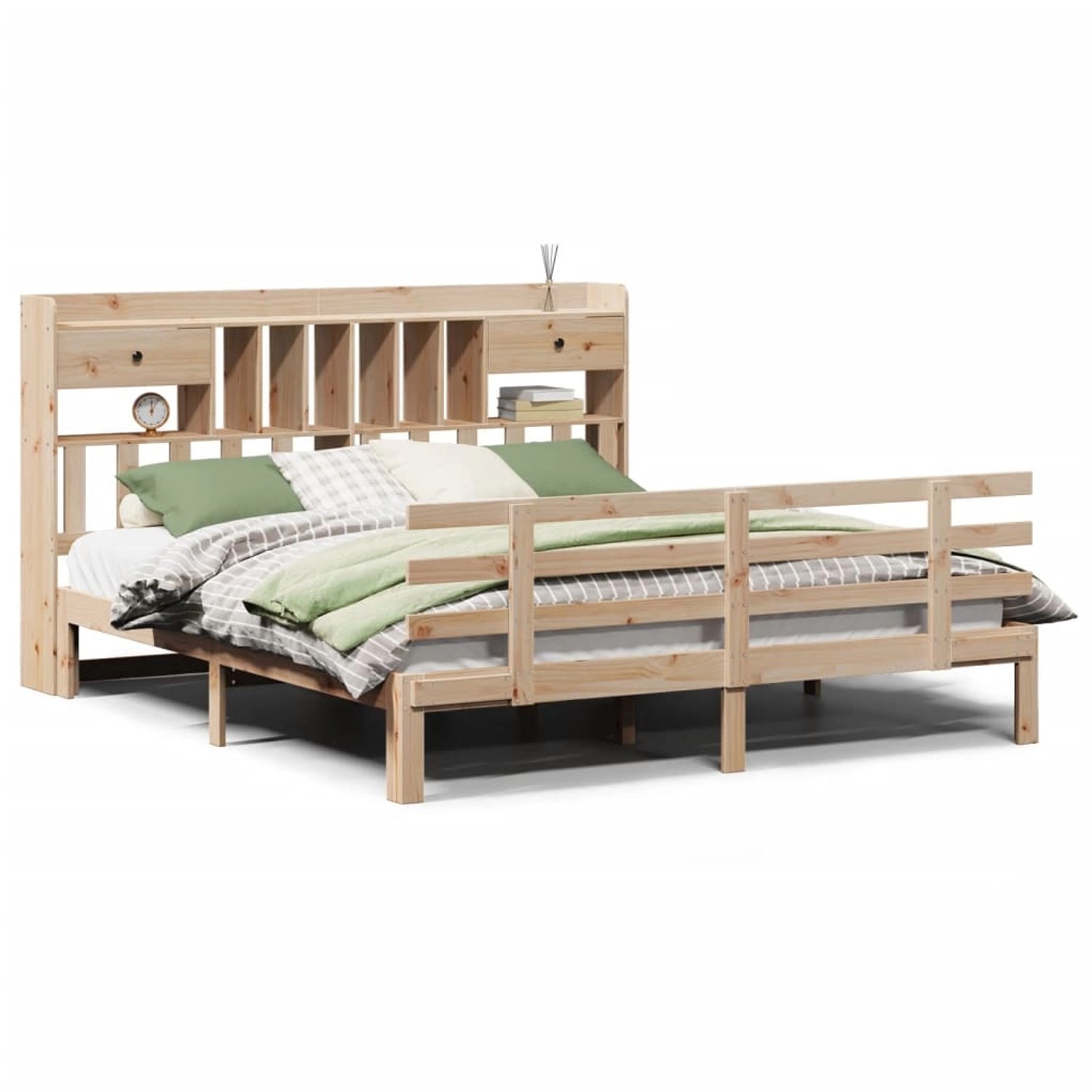 vidaXL Massivholzbett mit Regal ohne Matratze 180x200 cm Kiefer 3322802 günstig online kaufen