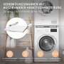 Weißer ML-Design Zwischenbaurahmen mit Ausziehplatte für Waschmaschine.